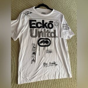 Ecko Unlimited White Tee with Black Logo and Graphic
